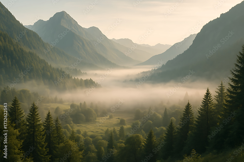 Obraz premium Morning Mist in the Valley