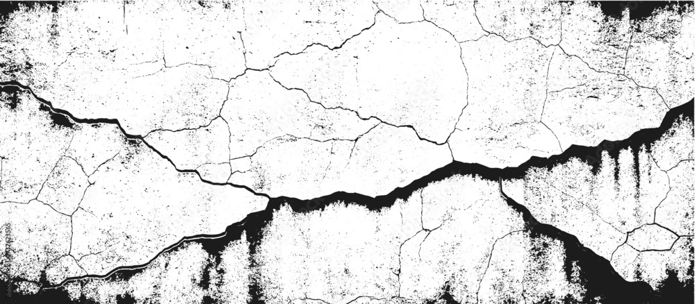 Obraz premium Abstract background of grunge white, black damaged rusty crack and scratch wall texture design. black concreate surface plaster old rough dirty wall texture, white marble texture, grunge texture.