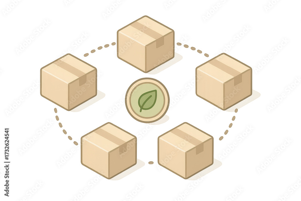 Fototapeta premium Sustainable supply chain concept with boxes isolated on transparent background