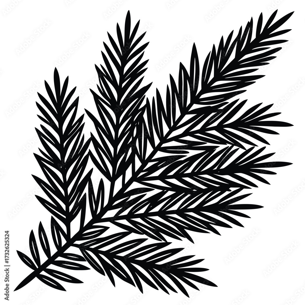 Naklejka premium evergreen branch vector icon