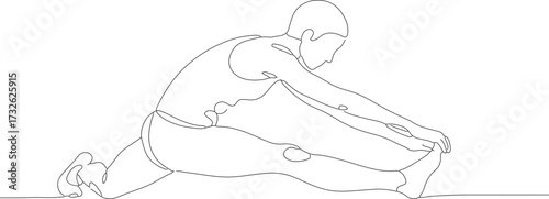 Single Line Continuous Drawing of a Stretching Man Exercising Body Flexibility