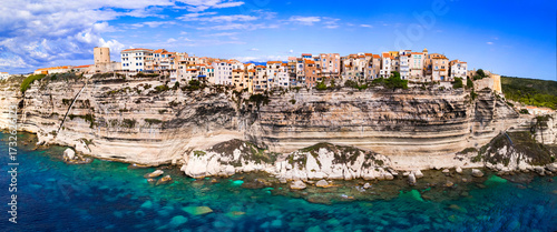 Fényképezés France Corsica Bonifacio village aerial 8K