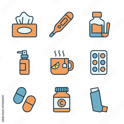 Vector Set of Medical and Healthcare Treatment Icons