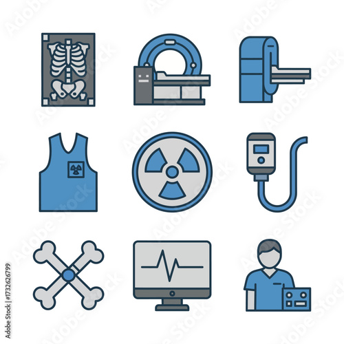 Medical Diagnostic Tools and Equipment X-ray, CT Scan, ECG, and Protective Gear