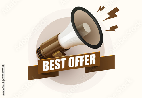 Best offer tag. Speech bubble with megaphone. Special promo sign. Sale promotion symbol. Vector illustration