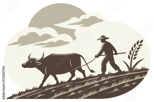 old-farmer-silhouette-plowing-field-with-oxen.eps