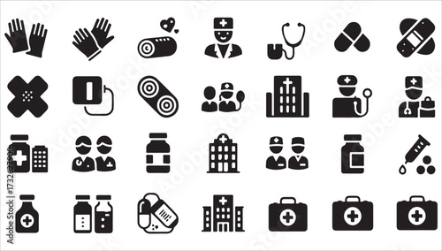 set of medical icons for web and design