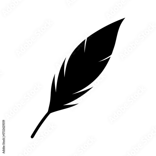 Silhouette simple straight feather minimal hand drawn sketch clean concept vector illustration with white background