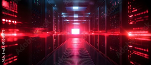 Wallpaper Mural Futuristic data center with red lighting effects. Torontodigital.ca