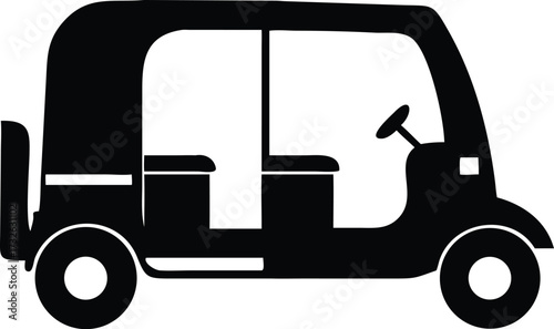 three wheel auto motor rickshaw icon silhouette