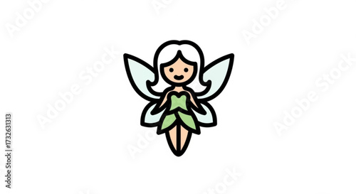 Adorable fairy with wings charming winged creature with a sweet smile and a delicate dress