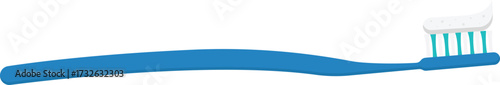 Toothbrush with Toothpaste Flat Illustration. Clean Icon Design Element on Isolated Transparent Background