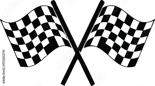 two crossed checkered flag nascar racing flag 