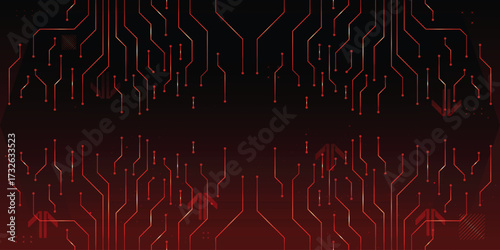 Red Circuitry Design: A captivating graphic, showcasing a detailed array of red circuits set against a contrasting black background, creating an immersive experience.
