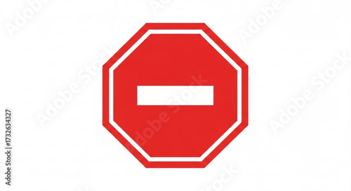 Red stop sign with a, indicating prohibition and the need to halt or cease an action