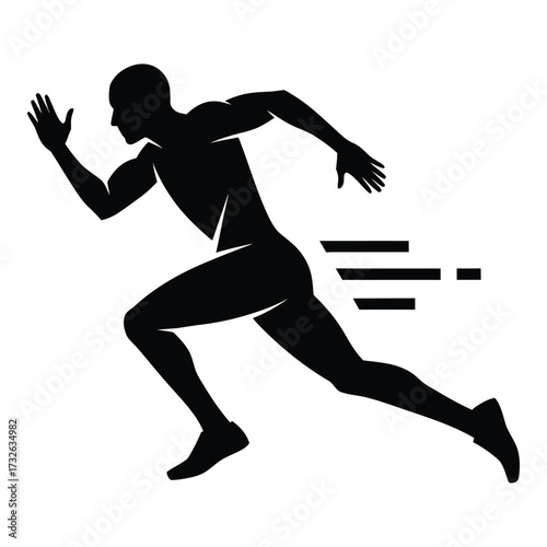 Dynamic silhouette of a runner in full stride capturing speed and athleticism for sport and fitness concepts silhouette