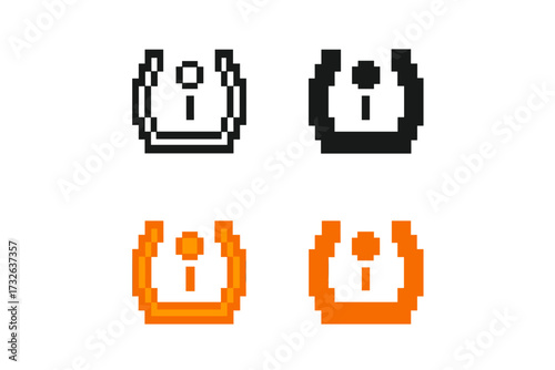 Pixel art cogwheel icon set. 8 bit retro video game style gear symbol. Vector cartoon graphic illustration for web design, app, ui, ux. Mechanical engineering progress element.