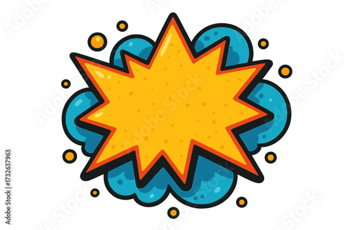 Comic book explosion speech bubble. Pop art cartoon bang burst effect. Retro empty boom illustration for text. Vector background for surprise, wow message or promo sale.