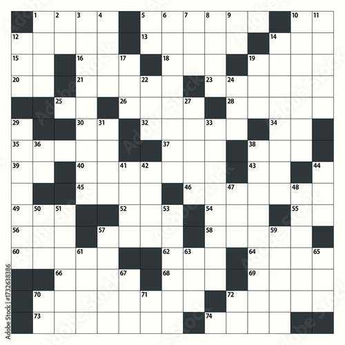 Square crossword puzzle game vector. American-style crossword puzzle. 	