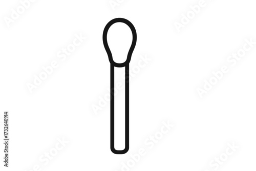 Matchstick outline icon. Simple line art illustration of a match. Vector concept of fire, light, ignition, danger, and camping. Minimalist graphic symbol for web design.