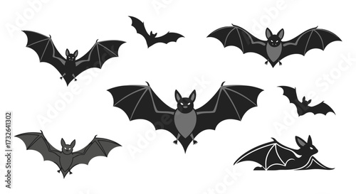 Spooky bats flying in the night sky, a festive Halloween scene perfect for invitations, decorations, and eerie celebrations with friends