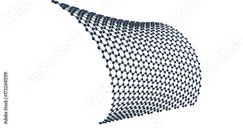 Graphene molecule close up. 3D Molecular model of graphene