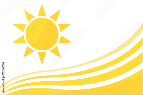 Summer sun background vector illustration. Abstract seasonal graphic with sunshine and waves. Modern template design for web banners, print, and summer sale promotion.