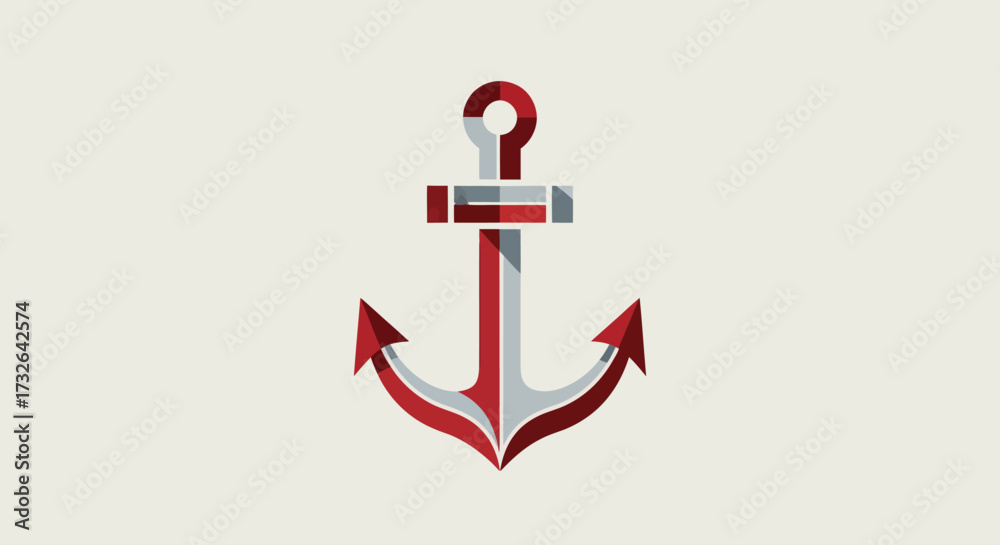 Obraz premium Simplified red/grey anchor illustration