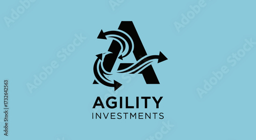 A shape with arrows on a blue background