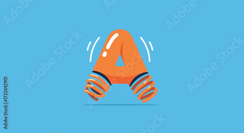 Cartoon A with springy legs