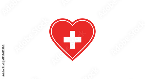 Red heart outline with white plus in center