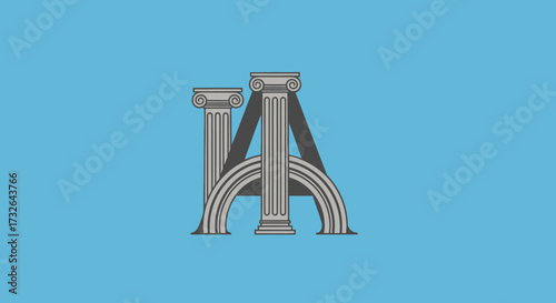 Column-shaped 'A' on blue