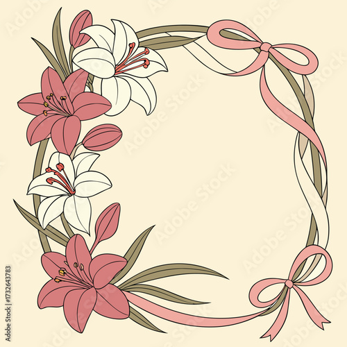 Floral Lily and Ribbon Frame