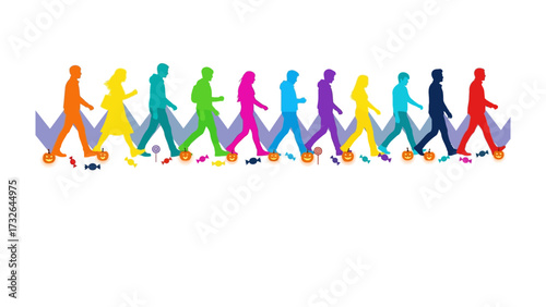 Harmony in Diversity: A vibrant representation of unity and inclusivity. This artistic piece showcases a diverse group of individuals, each unique in color and form.