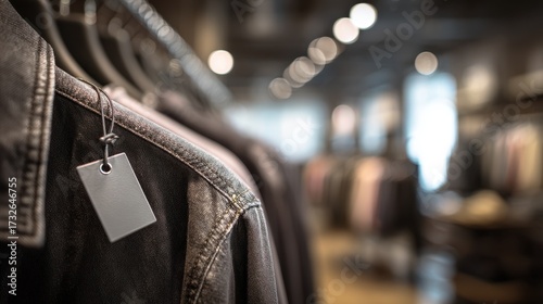 Detailed medium shot of a security tag locked onto clothing showcasing the protective measure in crisp clarity against a softly blurred store interior.