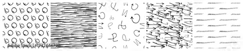 Set of seamless patterns with scribble smears