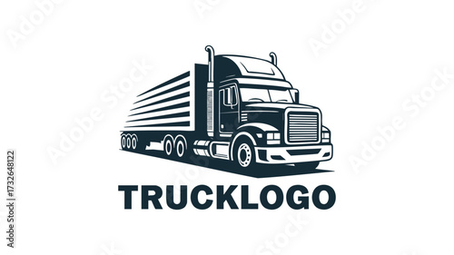 Modern truck logo design heavy duty semi truck trailer freight transportation symbol