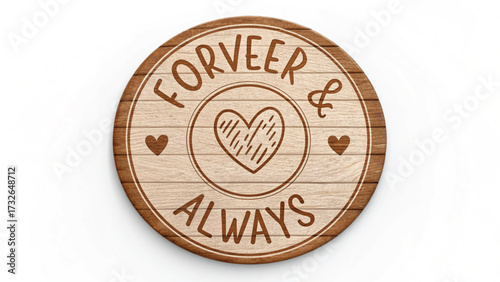 Forvever and Always Heart Wood Round Emblem forever and always