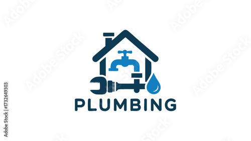 Professional plumbing services logo home water fixture repair installation company