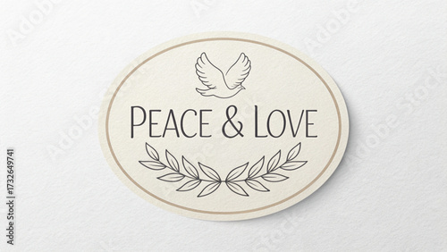 Peace and Love Dove Emblem quote text