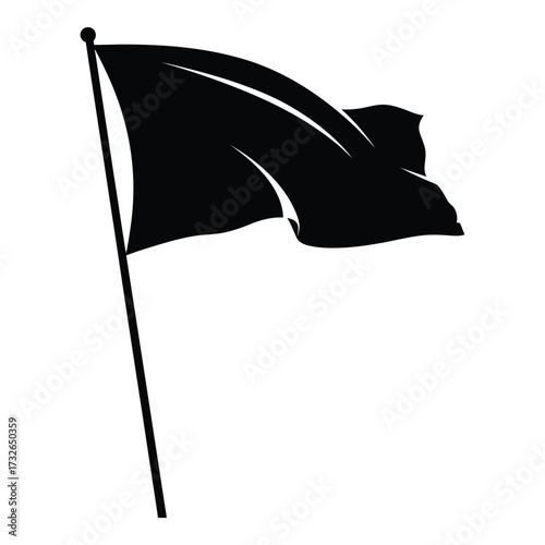 Waving black flag silhouette symbolizing protest anarchy freedom rebellion and resistance silhouette