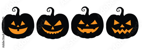 Black Halloween pumpkin set, Scary Pumpkin Face SVG Bundle, Pumpkin Face Clipart, Pumpkin Face DXF, Pumpkin Face Vector, Pumpkin Face png, Halloween face svg, Scary Faces