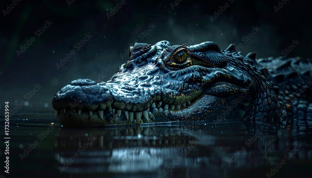 Fototapeta premium Crocodile in dark water