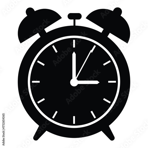Classic twin bell alarm clock silhouette simple design timekeeping device icon silhouette
