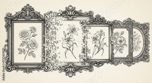 Vintage Illustration Reel – Retro Frames and Classic Floral Sketches