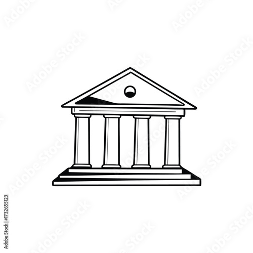 A modern banking building vector icon with columns in a minimal style vector illustration
