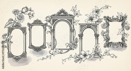 Vintage Illustration Reel – Retro Frames and Classic Floral Sketches