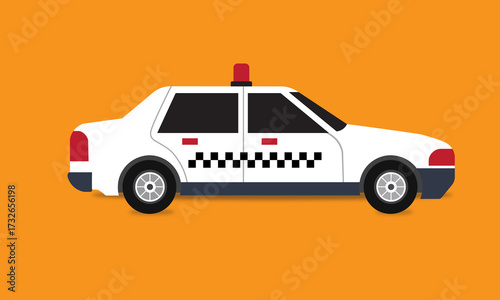 Vector cartoon police car illustration for transport design or icon symbol