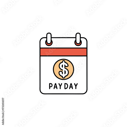 A detailed calendar with a dollar sign for a payday icon vector illustration