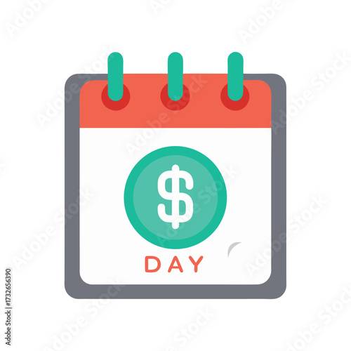 A modern calendar with a dollar sign for a payday icon vector illustration